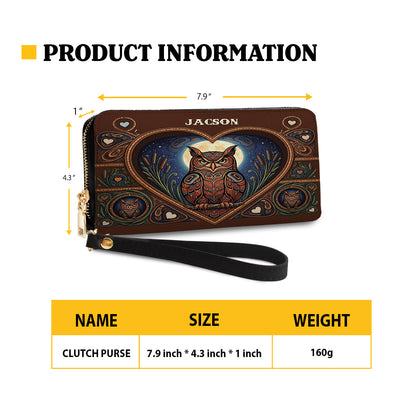 Moonlit Owl Wisdom Personalized Leather Bag
