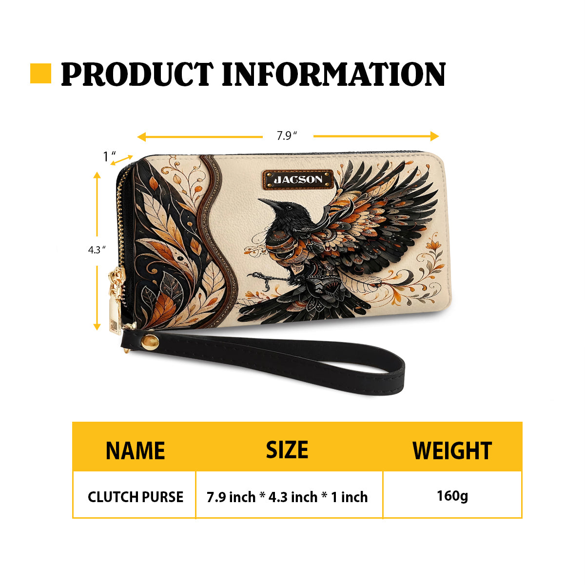 Raven Ember Spirit Personalized Leather Bag