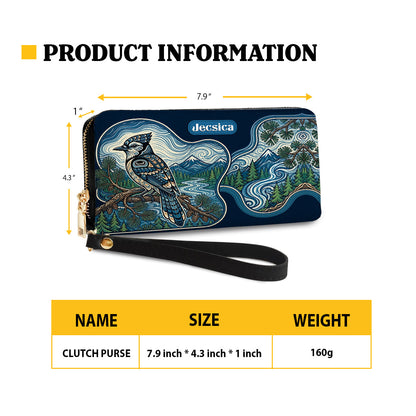 Blue Jay Forest Whispers Personalized Leather Bag