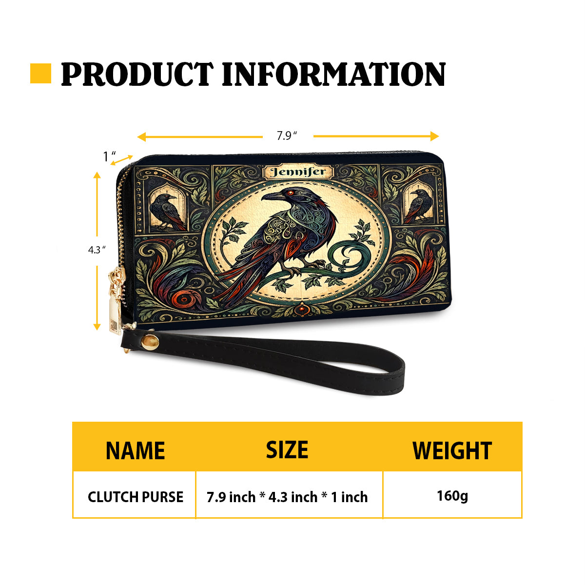 Raven Midnight Wisdom Personalized Leather Bag
