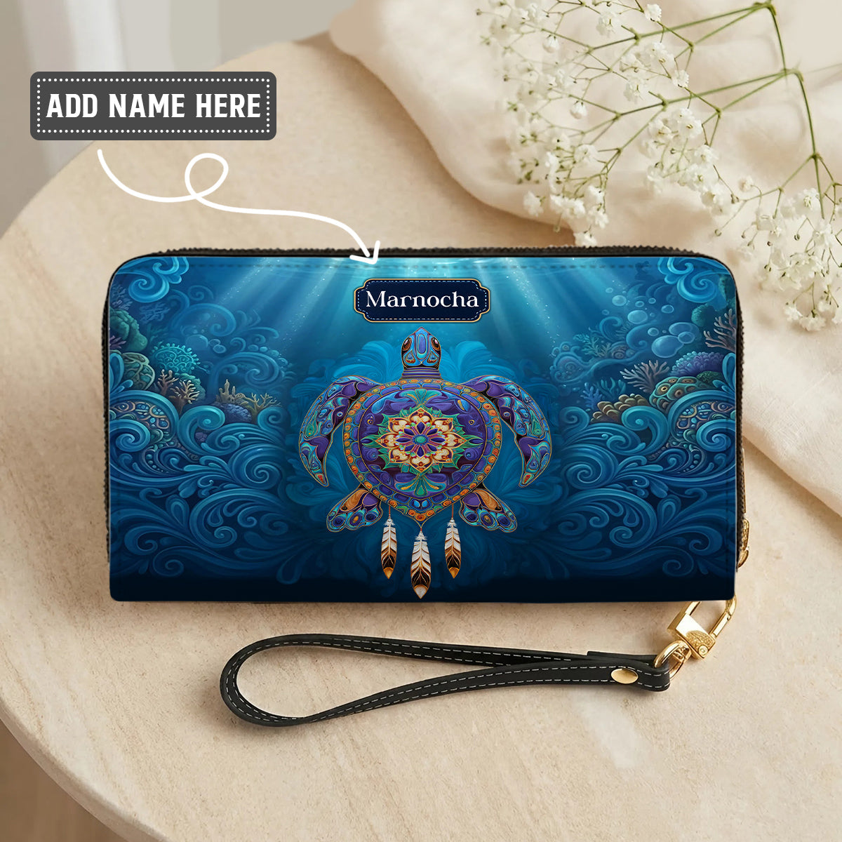 Celestial Turtle Spirit Personalized Leather Bag