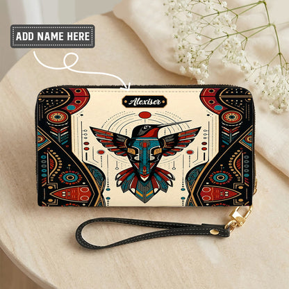 Hummingbird Solar Emblem Personalized Leather Bag