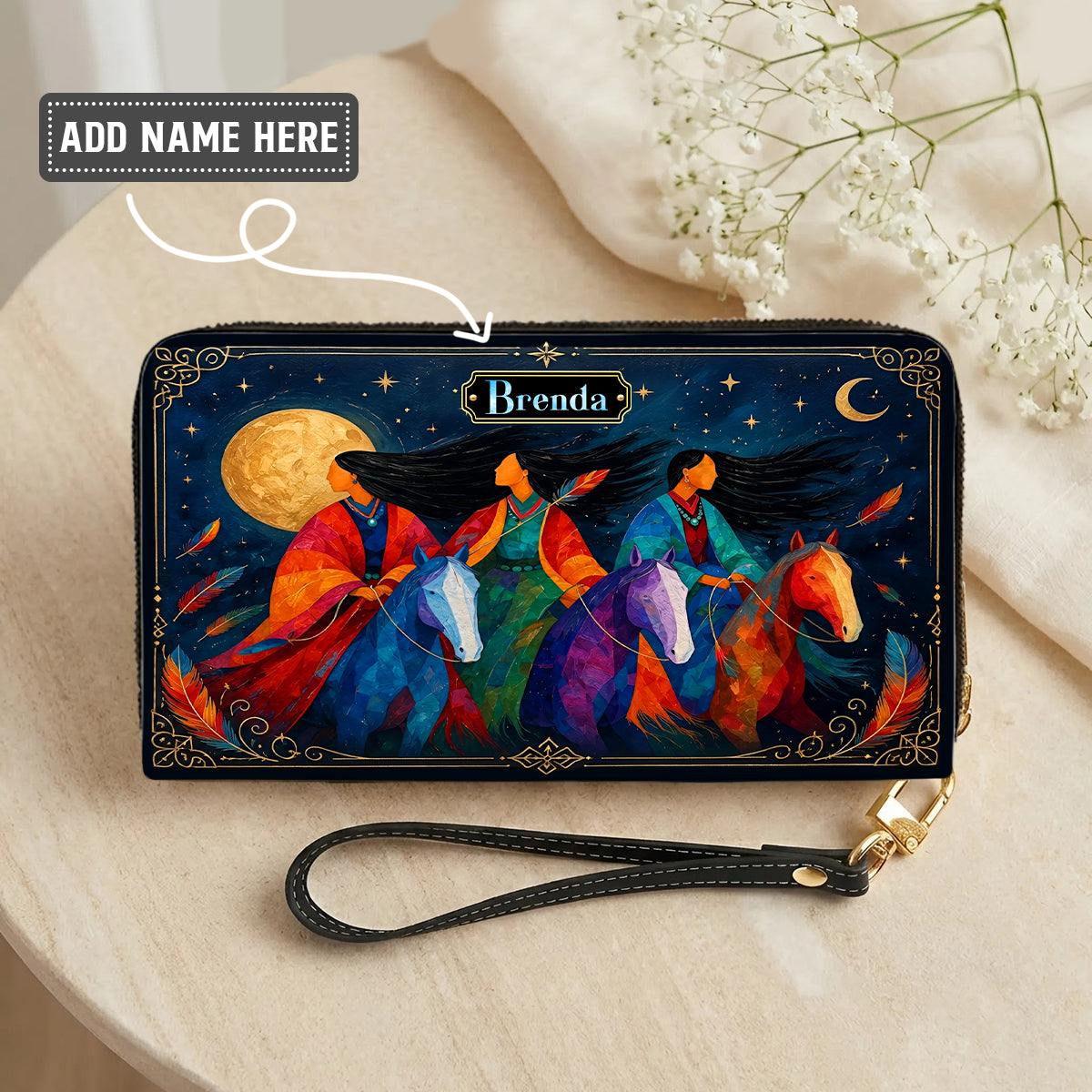 Moonlit Sisters Journey Personalized Leather Bag