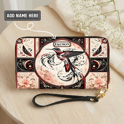 Ruby Hummingbird Elegance Personalized Leather Bag