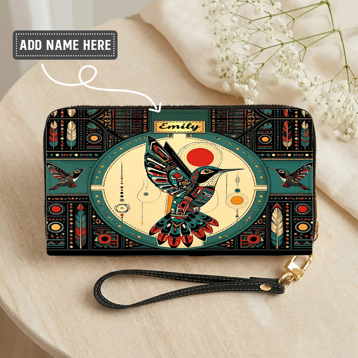 Hummingbird Solar Awakening Personalized Leather Bag