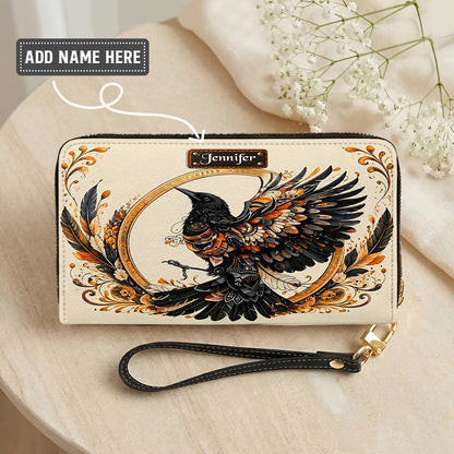 Raven Eternal Wings Personalized Leather Bag