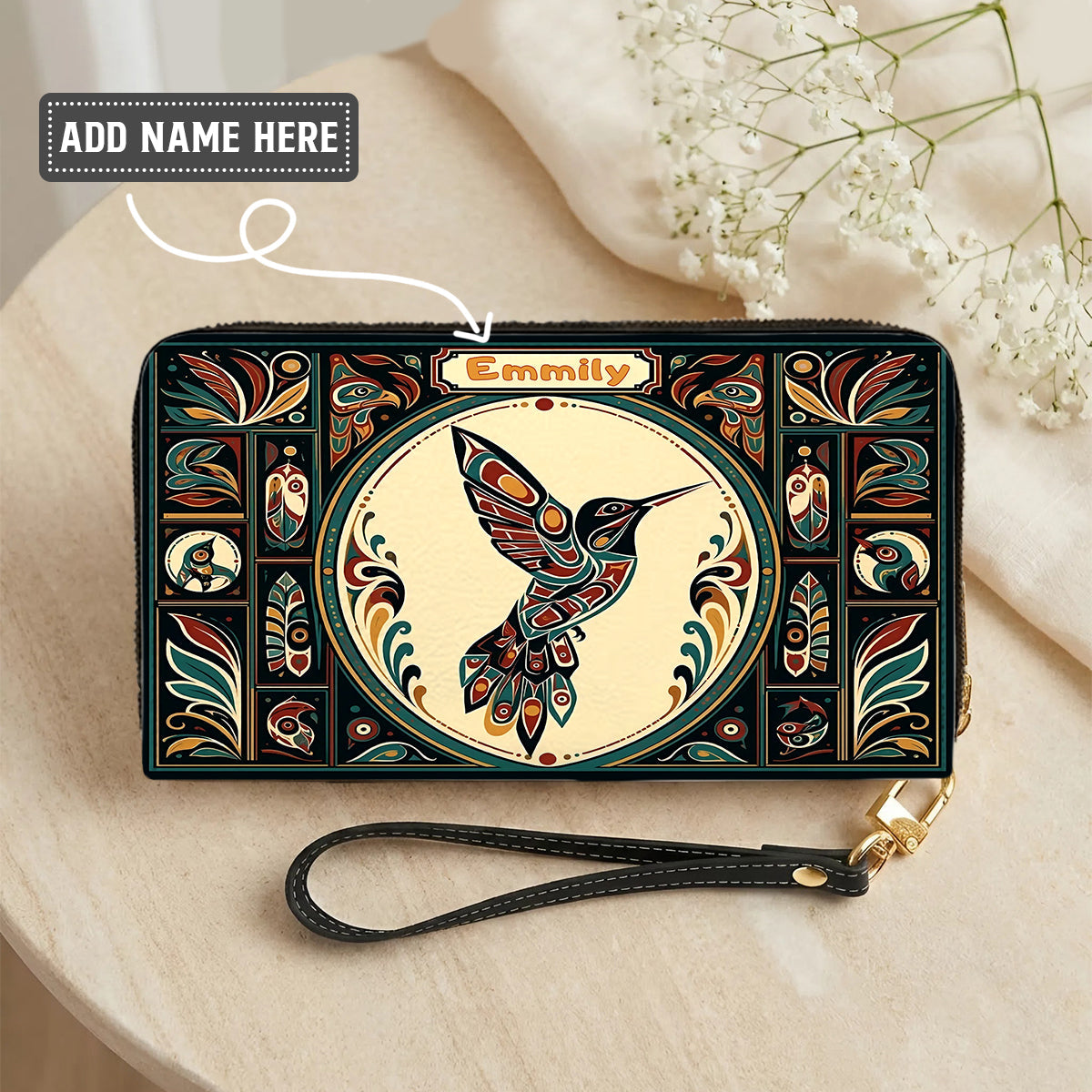 Hummingbird Eternal Grace Personalized Leather Bag