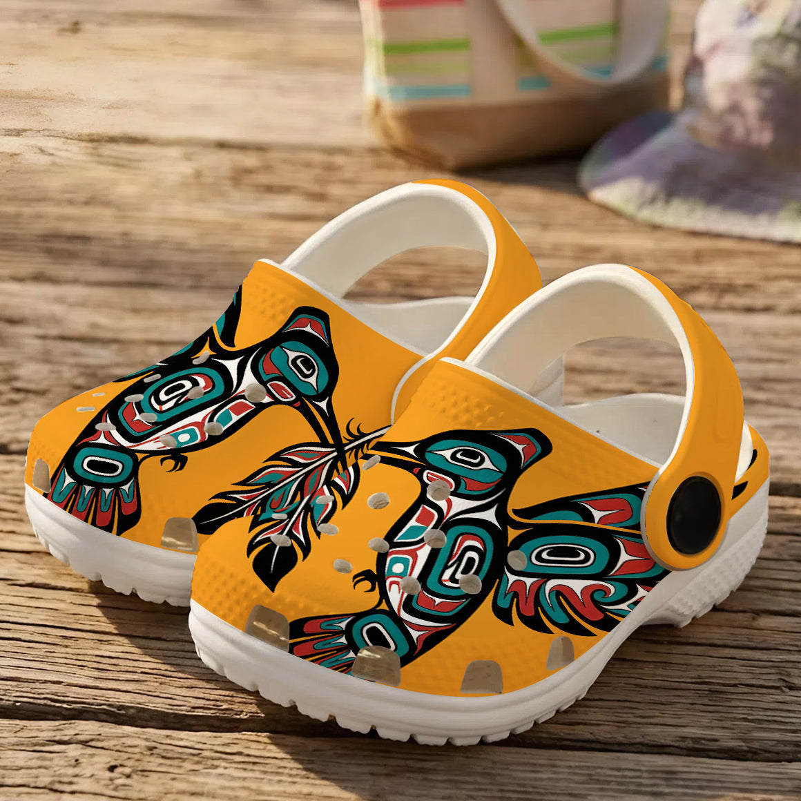 Native Hummingbird Art Pattern Clogs Shoes for Adults & Kids