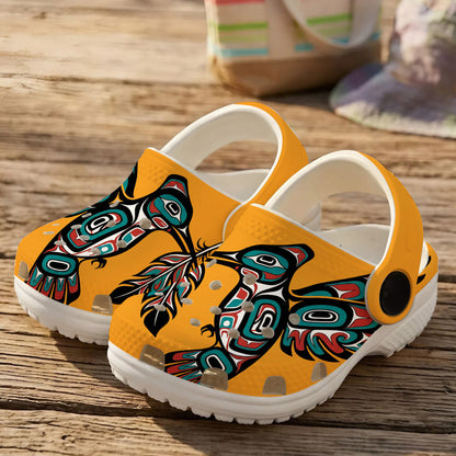 Native Hummingbird Art Pattern Clogs Shoes for Adults & Kids