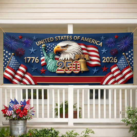 Patriotic 250th Anniversary 1776 2026 United States of America Semiquincentennial Grommet Flag