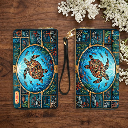 Sacred Turtle Ocean Personalized Leather Bag