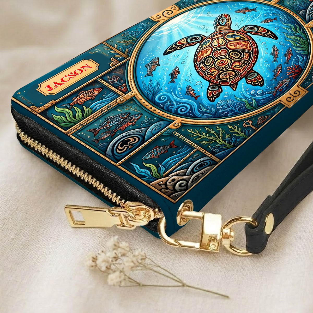 Sacred Turtle Ocean Personalized Leather Bag