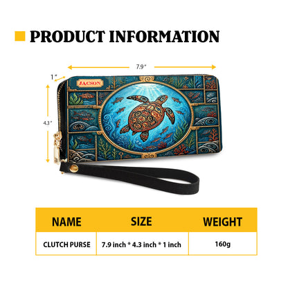 Sacred Turtle Ocean Personalized Leather Bag