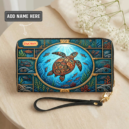 Sacred Turtle Ocean Personalized Leather Bag