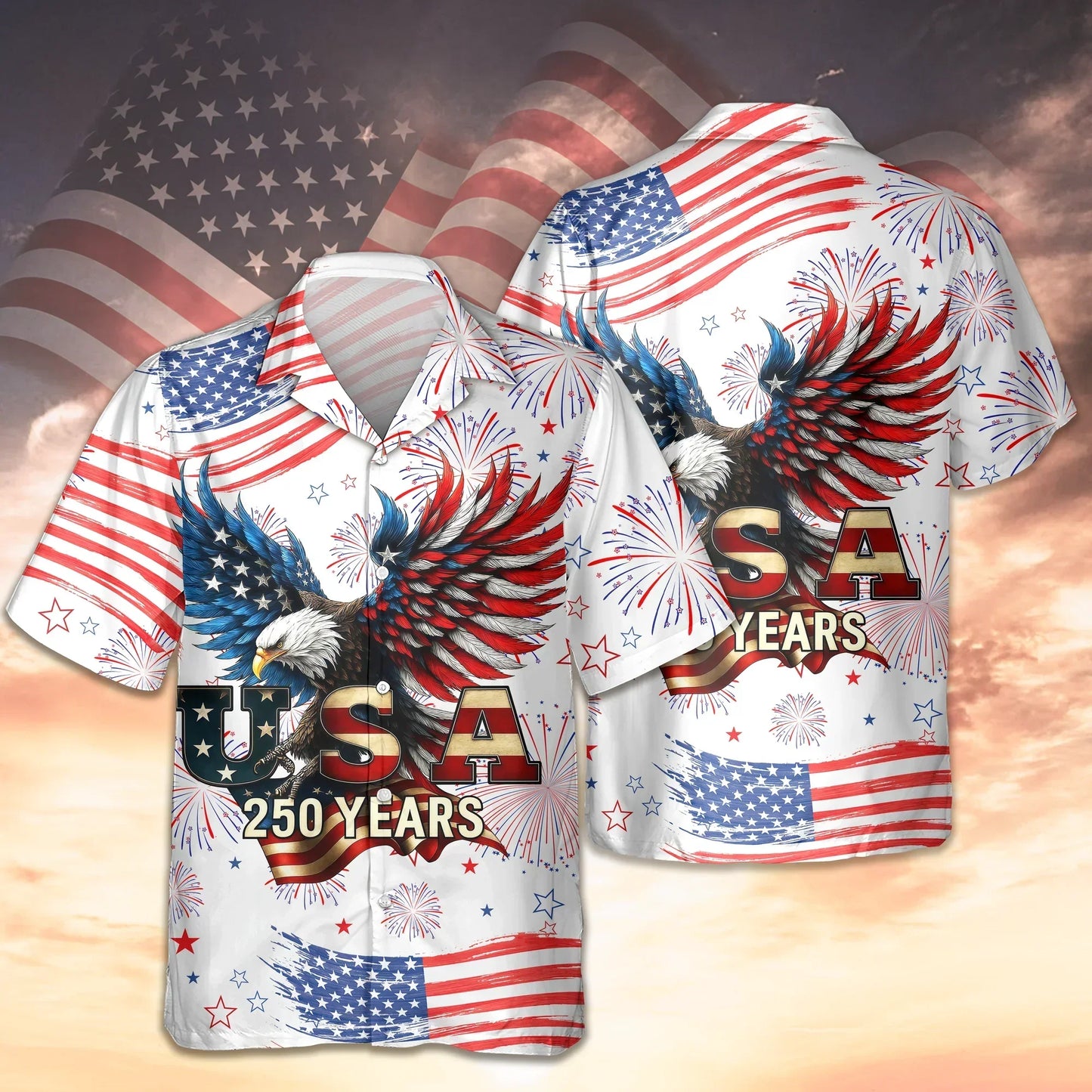 Patriotic Bald Eagle USA 250 Years Hawaii Shirt
